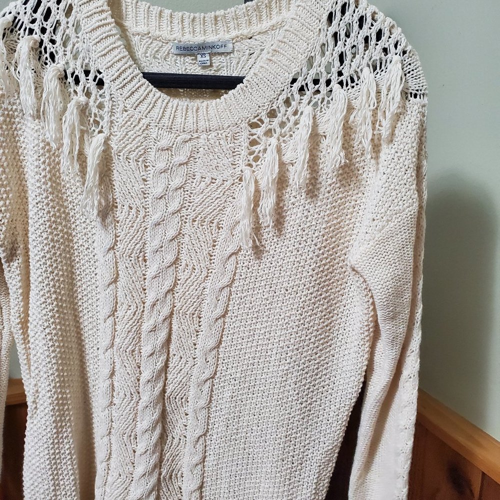 NWOT Rebecca Taylor sweet fringe sweater